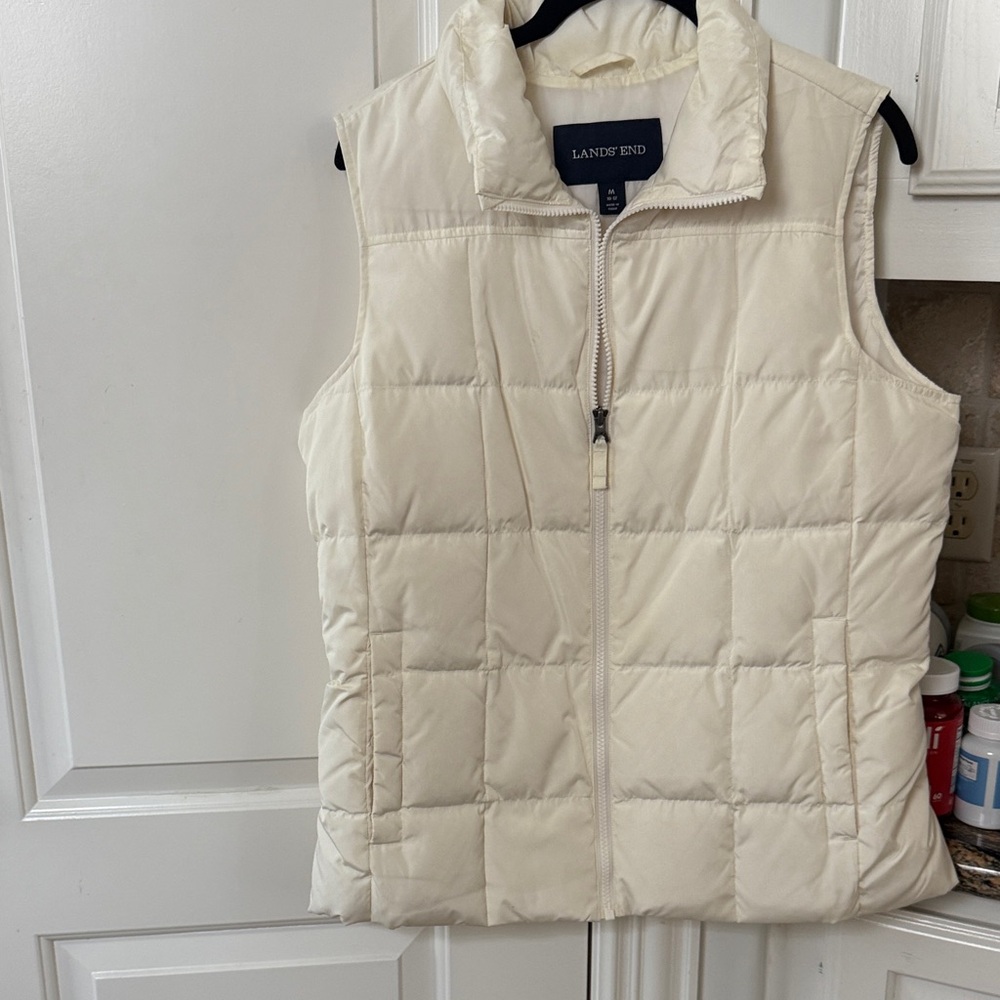 Lands' End Off-White Quilted Puffer Vest
